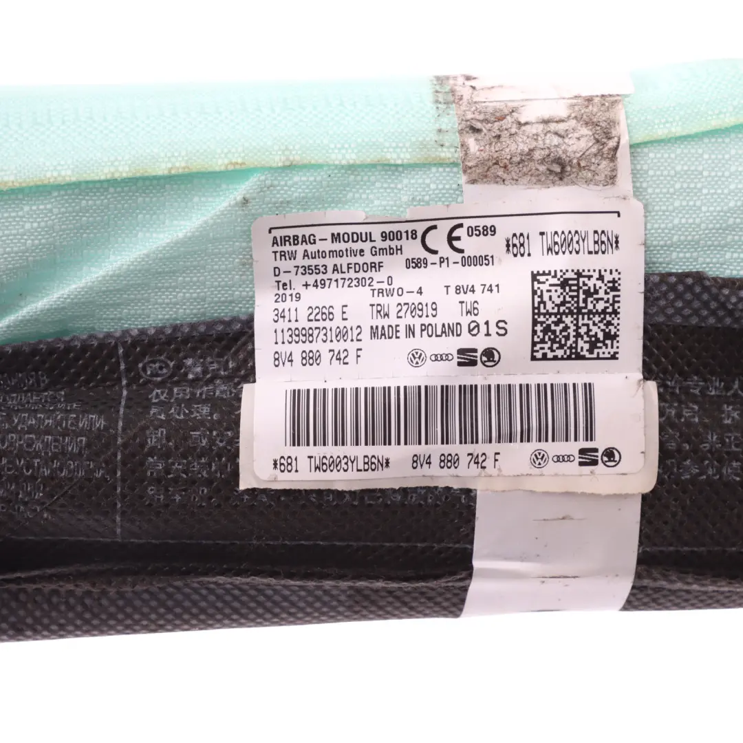 Audi S3 8V Sportback Air Module Headliner Roof Curtain Right O/S - SKU 8V4880742F - Part number 8V4880742F