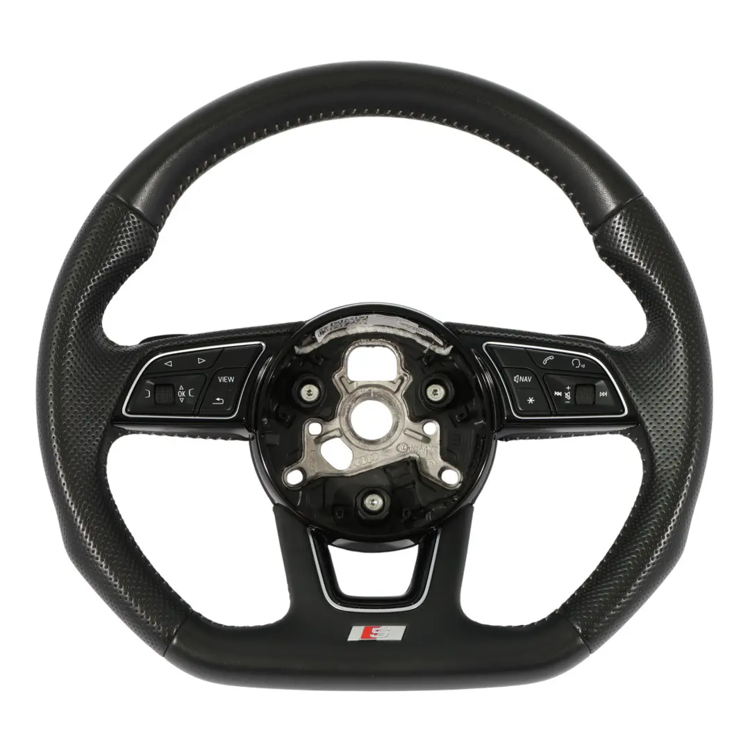 Lenkrad S-Line Schwarz Leder Schaltwippen für Audi A4 B9 A5 F5 mit Teilenummer 8W0419091DH Audi A4 B9 A5 F5 Lenkrad S-Line Schwarz Leder Schaltwippen - SKU 8W0419091DH - Teilenummer 8W0419091DH