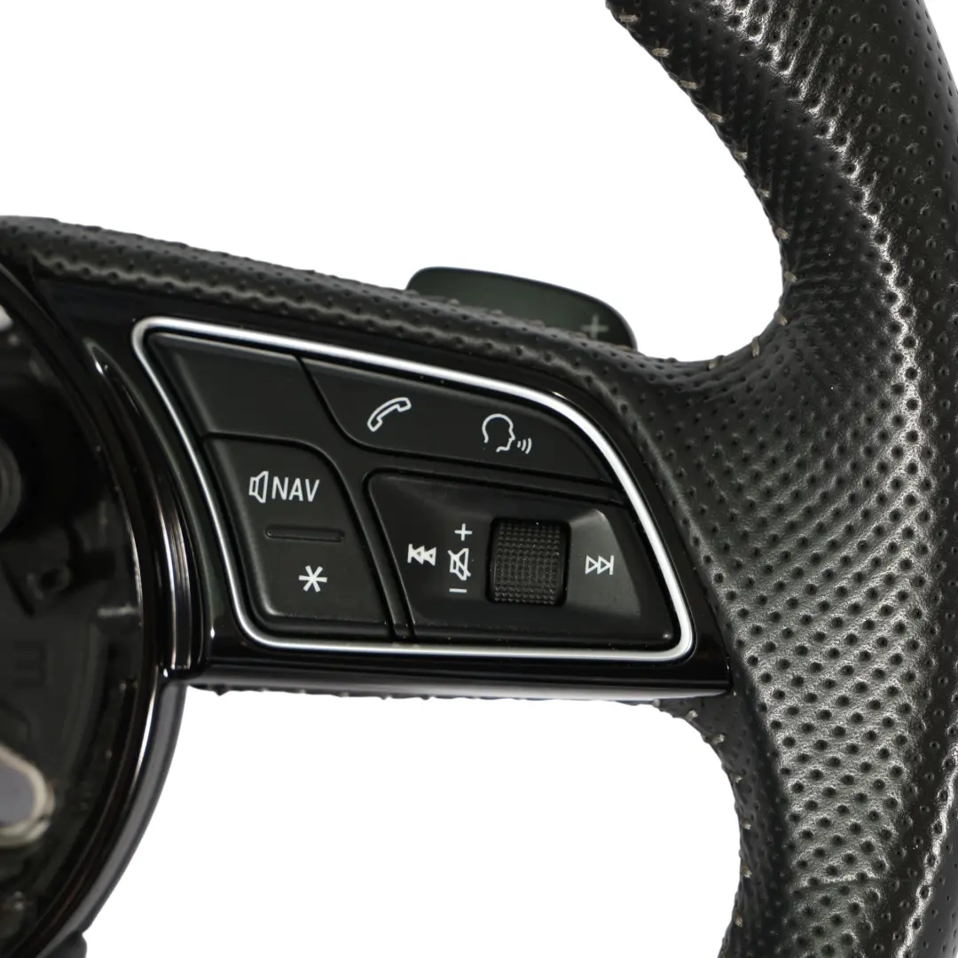 Audi A4 B9 A5 F5 Steering Wheel S-Line Black Leather Paddle Shift - SKU 8W0419091DH - Part number 8W0419091DH