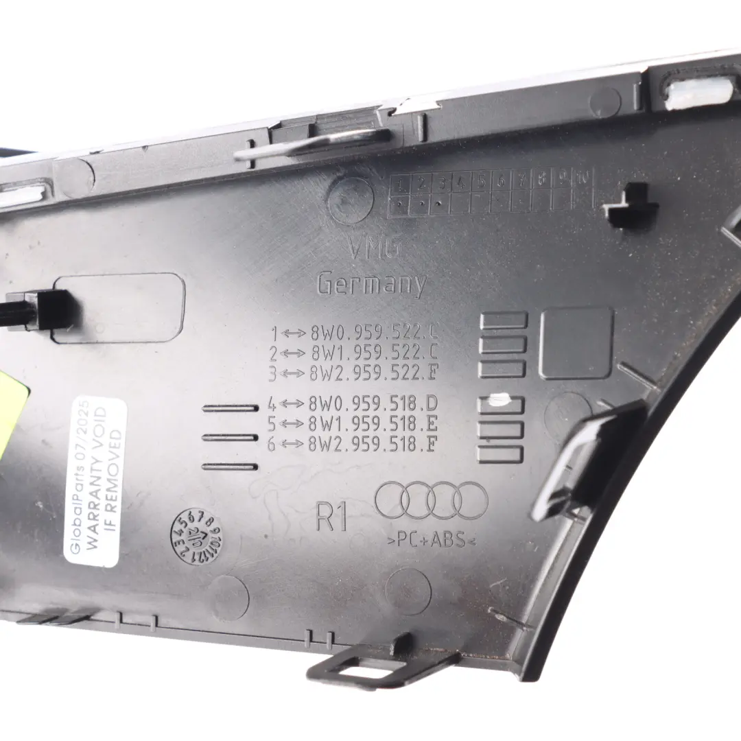 Front Interior Door Window Switch Cover Panel Right O/S to Audi A4 B9 with Part number 8W0959518D Audi A4 B9 Front Interior Door Window Switch Cover Panel Right O/S - SKU RHD-8W0959518D - Part number 8W0959518D