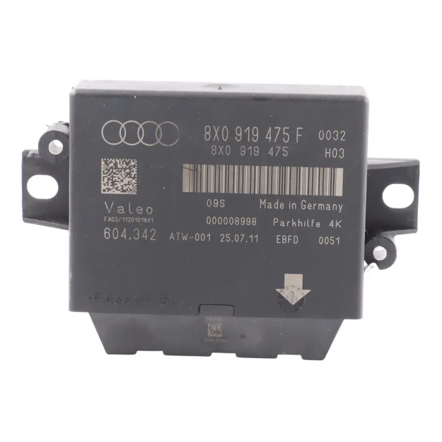 PDC Parking Distance Assistant Control Unit Module ECU to Audi Q3 8U with Part number 8X0919475F Audi Q3 8U PDC Parking Distance Assistant Control Unit Module ECU - SKU 8X0919475F - Part number 8X0919475F