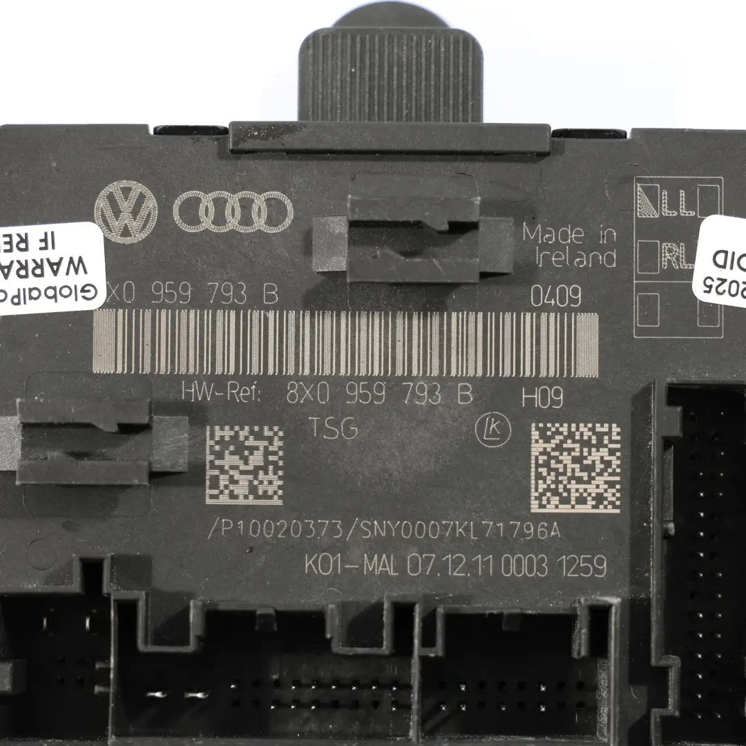 Module De Commande De Porte Avant Côté Conducteur pour Audi A1 8X à propos du numéro de pièce 8X0959793B Audi A1 8X Module De Commande De Porte Avant Côté Conducteur - SKU 8X0959793B - Numéro de pièce 8X0959793B