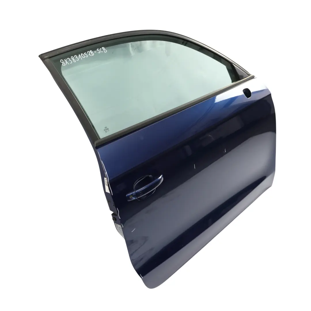 Door Front Right O/S 3-Door Variant Scuba Blue Metallic - X5Q to Audi A1 8X with Part number 8X3831052B Audi A1 8X Door Front Right O/S 3-Door Variant Scuba Blue Metallic - X5Q - SKU 8X3831052B-SCB - Part number 8X3831052B