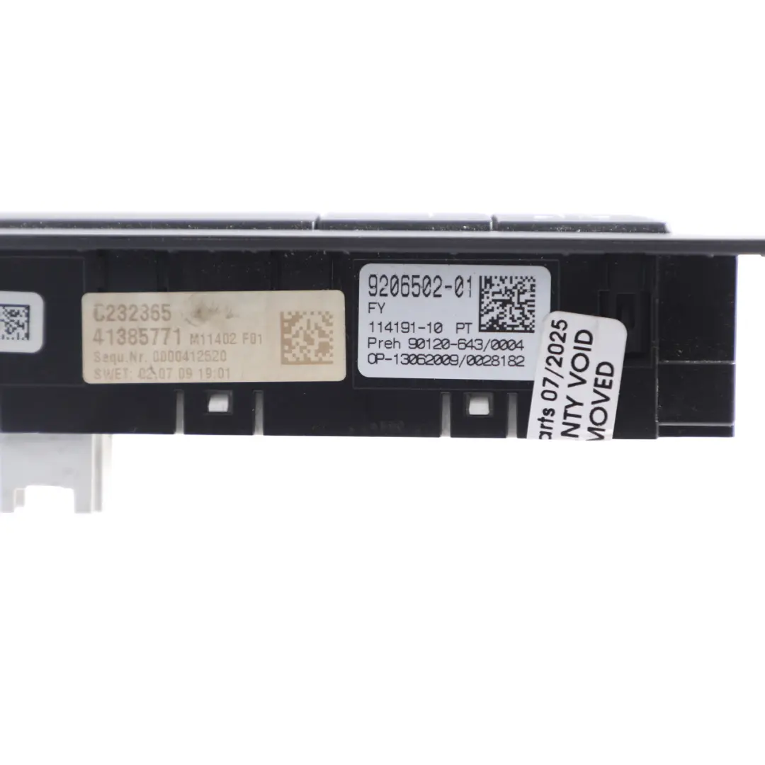 BMW F01 F02 F03 Driver Assistance System Module Control Unit Switch - SKU 9206502 - Part number 9206502