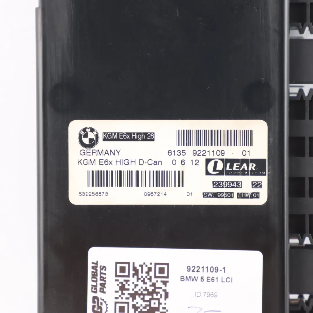 BMW E61 LCI Body Gateway Module Unit KGM E6X High 28 D-Can Lear - SKU 9221109-1 - Part number 9221109