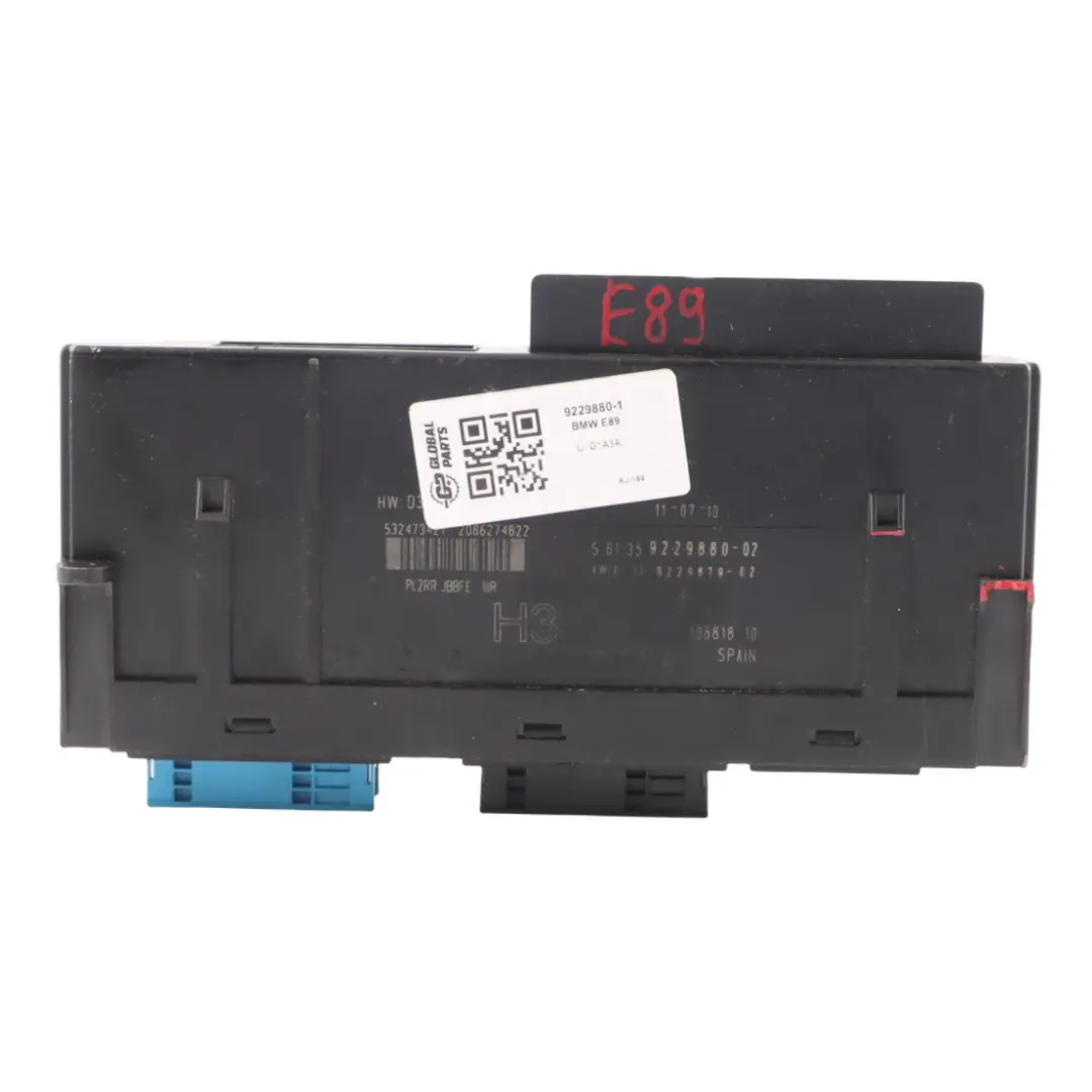 Modulo di controllo del corpo H3 Scatola di giunzione ECU per BMW Z4 E89 con numero di parte 9229880 BMW Z4 E89 Modulo di controllo del corpo H3 Scatola di giunzione ECU - SKU 9229880-1 - Numero di parte 9229880