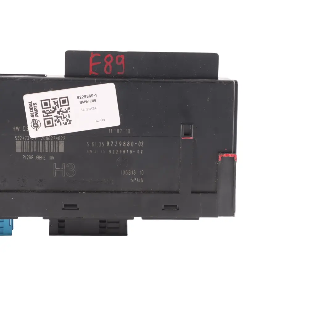 Módulo de Control del Cuerpo H3 Caja de Conexiones ECU para BMW Z4 E89 con número de pieza 9229880 BMW Z4 E89 Módulo de Control del Cuerpo H3 Caja de Conexiones ECU - SKU 9229880-1 - Número de pieza 9229880