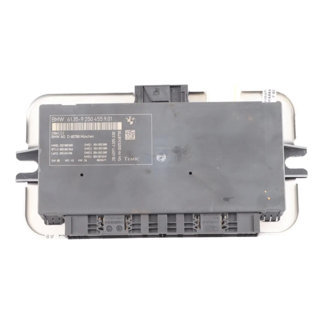 Footwell Light Control Module ECU Unit FRM3 TEMIC to BMW F10 with Part number 9250455 BMW F10 Footwell Light Control Module ECU Unit FRM3 TEMIC - SKU 9250455-1 - Part number 9250455