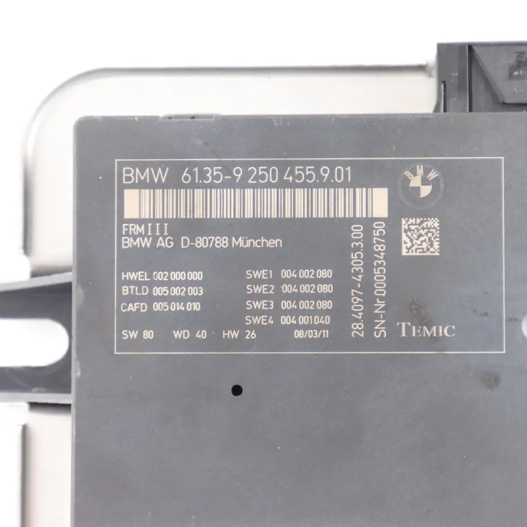 BMW F10 Footwell Light Control Module ECU Unit FRM3 TEMIC - SKU 9250455-1 - Part number 9250455