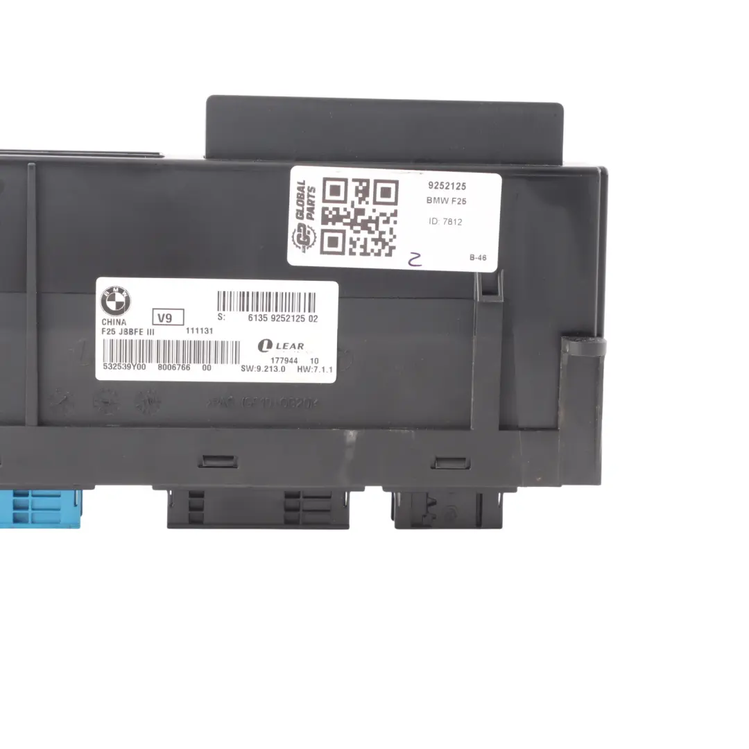 BMW X3 F25 Control Module Junction Box Electronics LEAR JBBFE III - SKU 9252125 - Part number 9252125