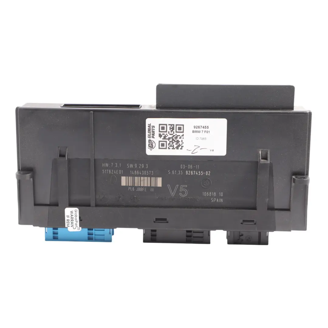 ECU Body Control Module Junction Box JBBFEIIIR LP to BMW F01 F02 with Part number 9267455 BMW F01 F02 ECU Body Control Module Junction Box JBBFEIIIR LP - SKU 9267455 - Part number 9267455