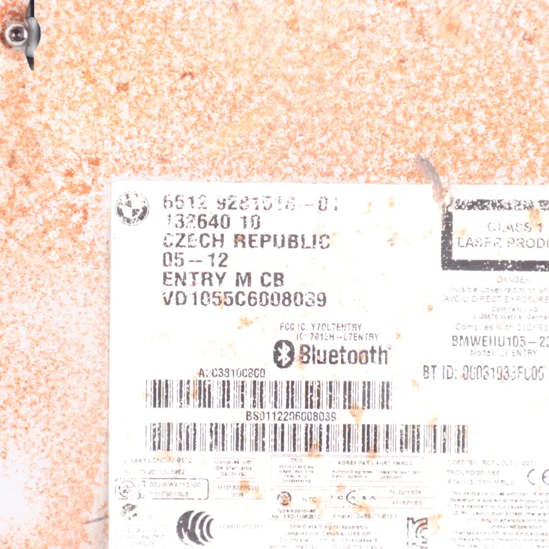 Head Unit Radio Professional CD Bluetooth Autoradio Unit to BMW F20 F30 with Part number 9281518 BMW F20 F30 Head Unit Radio Professional CD Bluetooth Autoradio Unit - SKU 9281518-1 - Part number 9281518