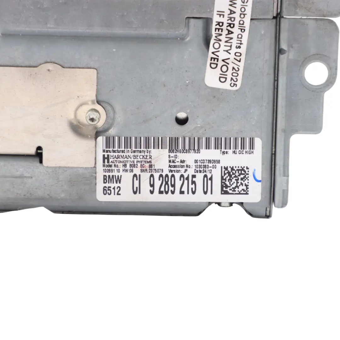 BMW F20 Professional Radio Navigation Head Unit Sat Nav - SKU 9289215 - Part number 9289215