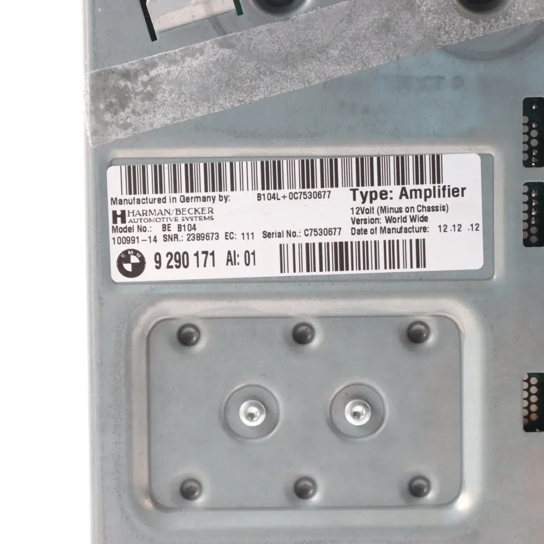  Amplifier Sound BMW F30 F31 F32 Top Hifi Audio Amplifier Harman Kardon - SKU 9290171 - Part number 9290171