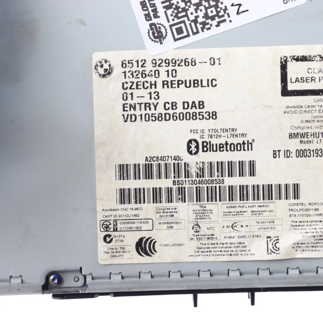 BMW F20 F21 F30 F31 F32 Radio Professional CD DAB Unidad principal - SKU 9299268-1 - Número de pieza 9299268