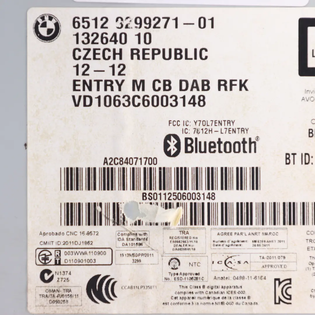BMW F21 F30 F31 GT Radio Professional DAB CD Player - SKU 9299271-1 - Part number 9299271