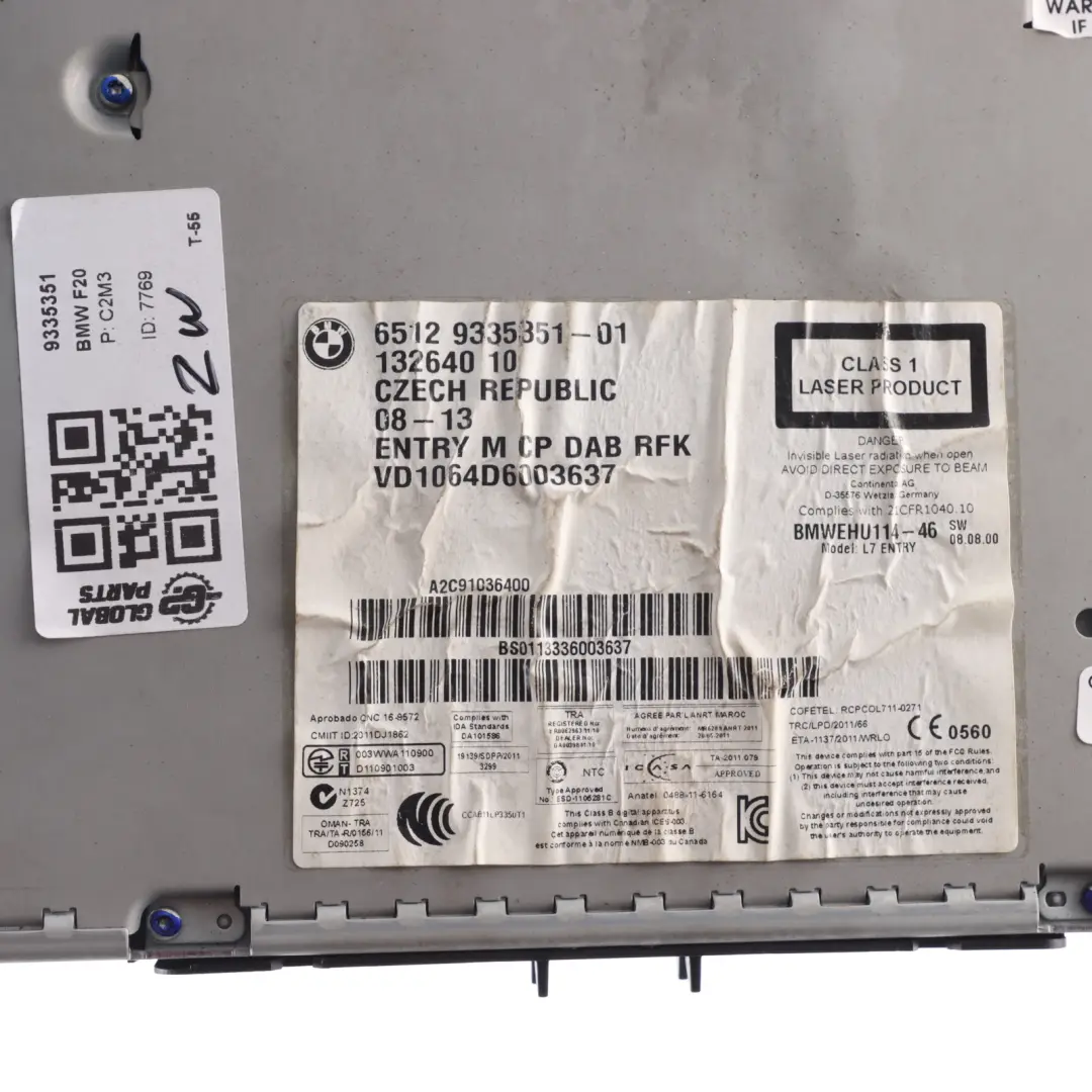 Radio Professional CD Player Control Module to BMW F20 with Part number 9335351 BMW F20 Radio Professional CD Player Control Module - SKU 9335351 - Part number 9335351