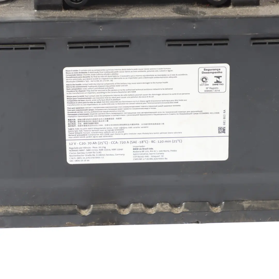 Varta AGM Car Battery 12V 70Ah 720A 9878490 to BMW with Part number 9381780 BMW Varta AGM Car Battery 12V 70Ah 720A 9878490 - SKU 9381780-1 - Part number 9381780