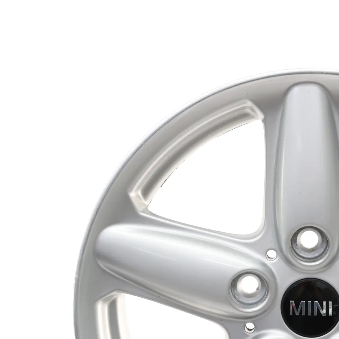 Alloy Rim 16" 6,5J Silver 5-Star Single Spoke 124 to Mini Cooper One R60 R61 Wheel with Part number 9803720 Mini Cooper One R60 R61 Wheel Alloy Rim 16" 6,5J Silver 5-Star Single Spoke 124 - SKU 9803720-3 - Part number 9803720