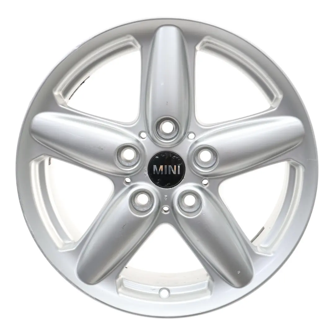 Alloy Rim 16" 6,5J ET:46 5-Star Single Spoke 124 to Mini Cooper R60 Silver Wheel with Part number 9803720 Mini Cooper R60 Silver Wheel Alloy Rim 16" 6,5J ET:46 5-Star Single Spoke 124 - SKU 9803720-4 - Part number 9803720