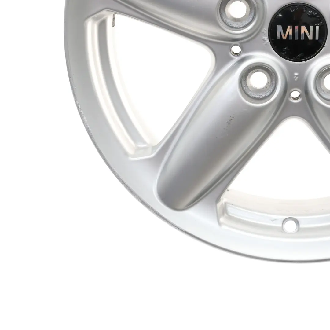 Alloy Rim 16" 6,5J ET:46 5-Star Single Spoke 124 to Mini Cooper R60 Silver Wheel with Part number 9803720 Mini Cooper R60 Silver Wheel Alloy Rim 16" 6,5J ET:46 5-Star Single Spoke 124 - SKU 9803720-4 - Part number 9803720