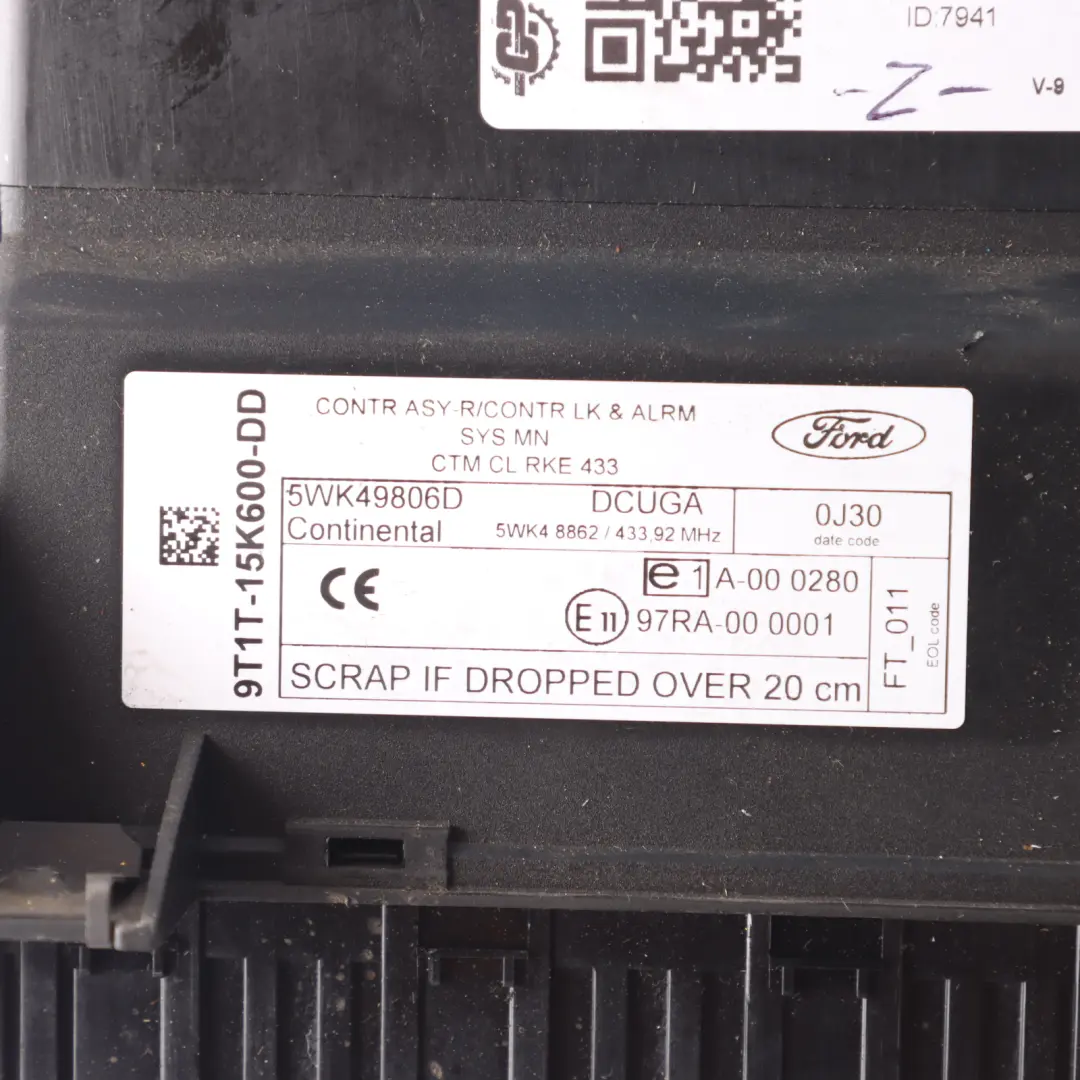 Central Locking Module Control Unit BCM to Ford Transit Connect with Part number 9T1T15K600DD Ford Transit Connect Central Locking Module Control Unit BCM - SKU 9T1T15K600DD - Part number 9T1T15K600DD