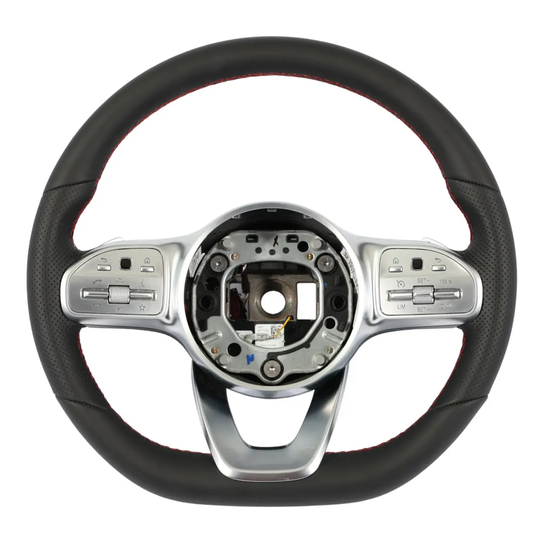 NUOVO In Pelle Nera Cambio al Volante Fili Rossi per Volante Mercedes W213 C238 con numero di parte A0004604302 Volante Mercedes W213 C238 NUOVO In Pelle Nera Cambio al Volante Fili Rossi - SKU A0004604302-2 - Numero di parte A0004604302