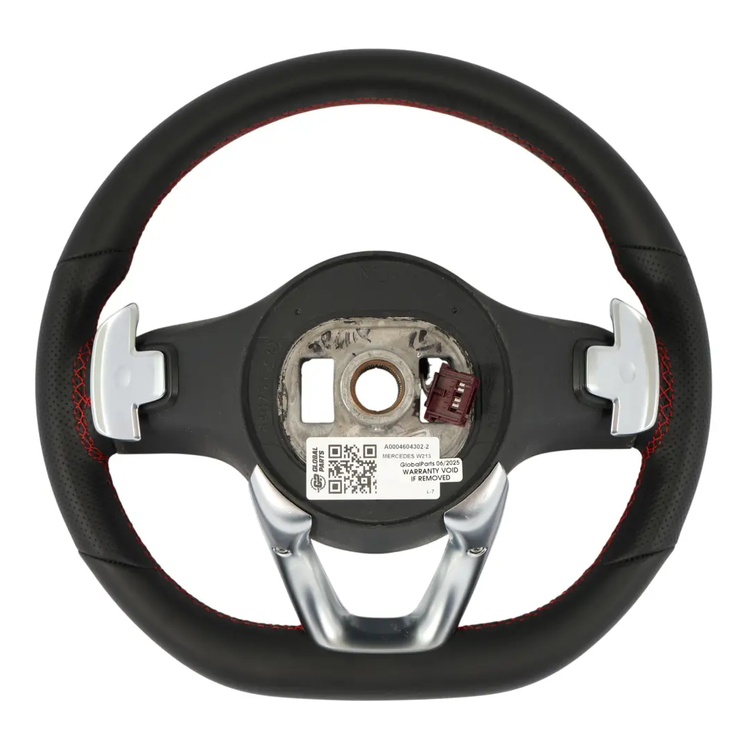 NUOVO In Pelle Nera Cambio al Volante Fili Rossi per Volante Mercedes W213 C238 con numero di parte A0004604302 Volante Mercedes W213 C238 NUOVO In Pelle Nera Cambio al Volante Fili Rossi - SKU A0004604302-2 - Numero di parte A0004604302