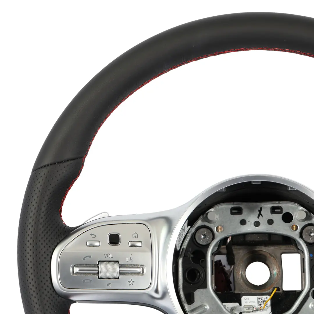 Steering Wheel Mercedes W213 C238 NEW Black Leather Paddle Shift Red Threads to with Part number A0004604302 Steering Wheel Mercedes W213 C238 NEW Black Leather Paddle Shift Red Threads - SKU A0004604302-2 - Part number A0004604302
