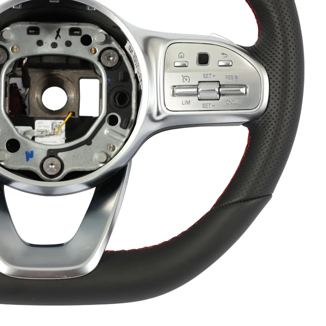 NUEVO Cuero Negro Palanca de Cambio Hilos Rojos para Volante Mercedes W213 C238 con número de pieza A0004604302 Volante Mercedes W213 C238 NUEVO Cuero Negro Palanca de Cambio Hilos Rojos - SKU A0004604302-2 - Número de pieza A0004604302