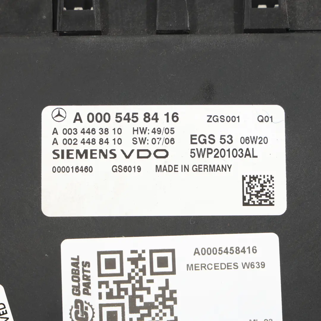 Boîte De Vitesses Automatique Module De Contrôle ECU pour Mercedes W639 à propos du numéro de pièce A0005458416 Mercedes W639 Boîte De Vitesses Automatique Module De Contrôle ECU - SKU A0005458416 - Numéro de pièce A0005458416