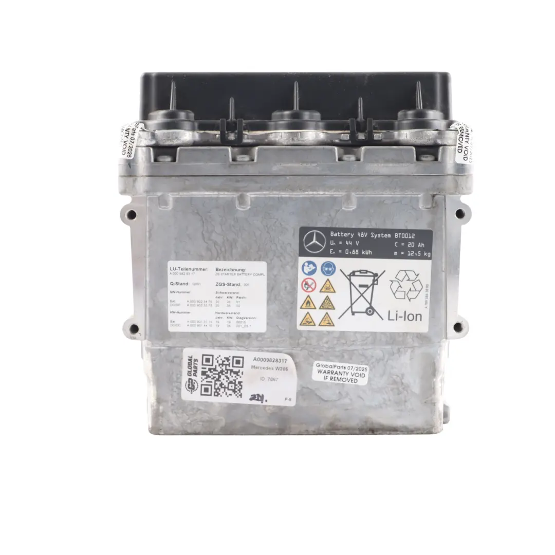 C200 Hybrid Starter Battery Lithium 48V to Mercedes W206 with Part number A0009828317 Mercedes W206 C200 Hybrid Starter Battery Lithium 48V - SKU A0009828317 - Part number A0009828317