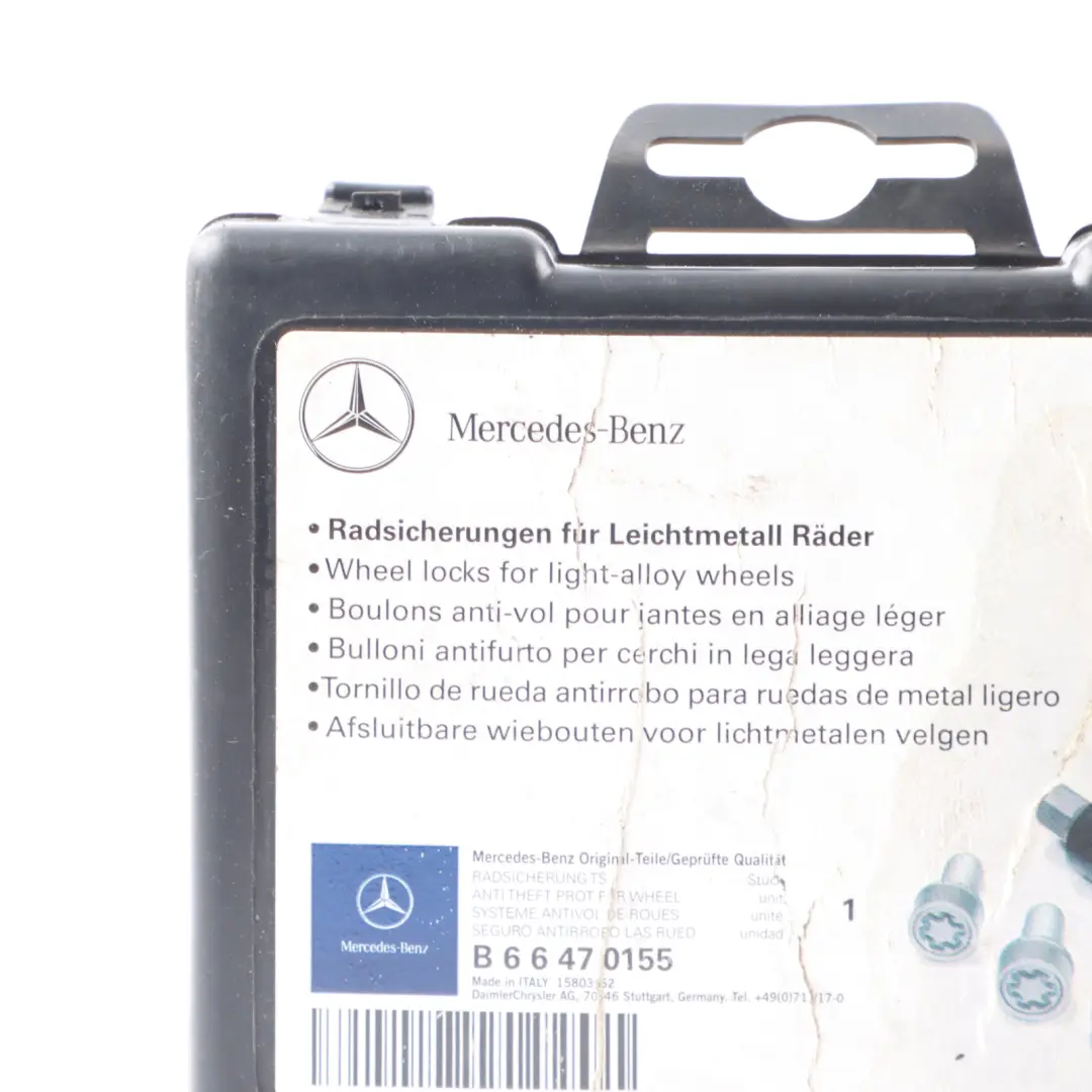 Bolts Rear Front Box Set B66470155 to Mercedes W169 W204 W211 Wheel with Part number A0009904907 Mercedes W169 W204 W211 Wheel Bolts Rear Front Box Set B66470155 - SKU A0009904907-6 - Part number A0009904907