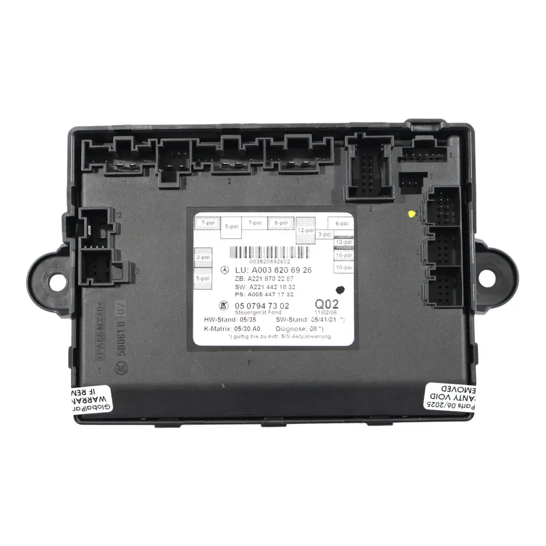Mercedes W221 Door Control Module Unit ECU Rear Left N/S - SKU A0038206926 - Part number A0038206926