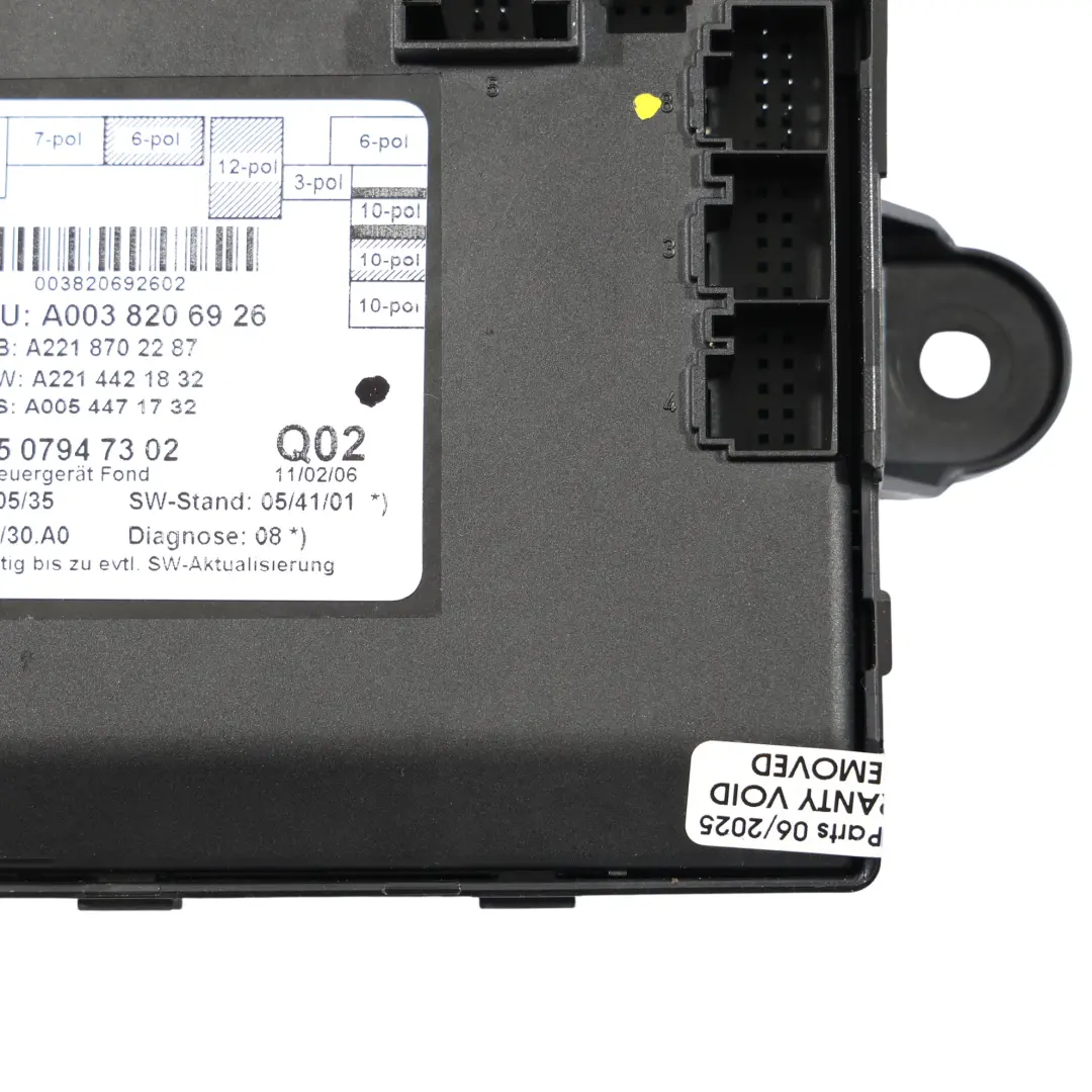 Mercedes W221 Door Control Module Unit ECU Rear Left N/S - SKU A0038206926 - Part number A0038206926