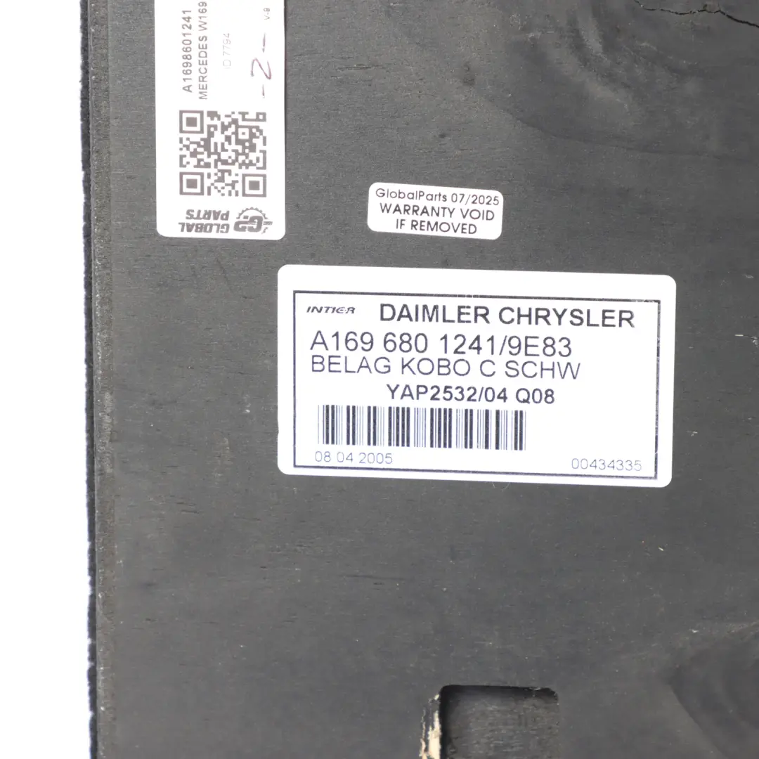 Boot Trunk Loading Floor Carpet Trim Cover Black to Mercedes W169 with Part number A1698601241 Mercedes W169 Boot Trunk Loading Floor Carpet Trim Cover Black - SKU A1696801241 - Part number A1698601241