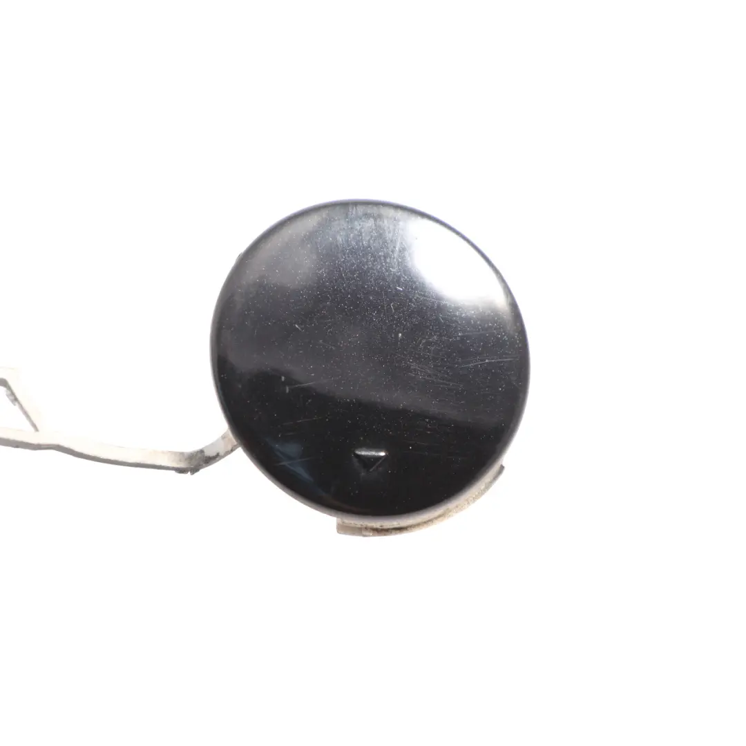 Bumper Towing Eye Cover Trim Cap Kosmos Black Metallic - 191 to Mercedes W169 Rear with Part number A1698850081 Mercedes W169 Rear Bumper Towing Eye Cover Trim Cap Kosmos Black Metallic - 191 - SKU A1698850081-KB - Part number A1698850081