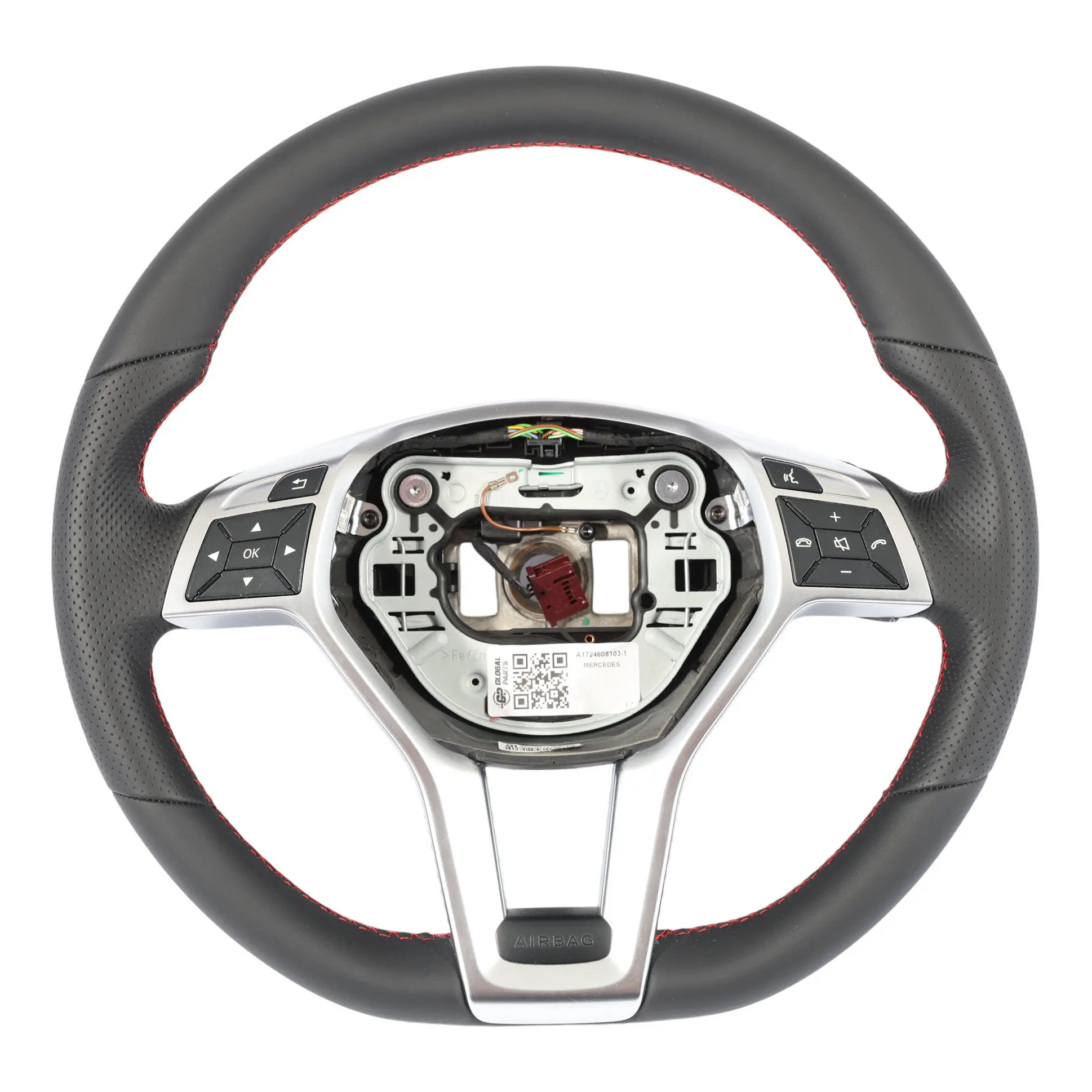 Mercedes W156 W176 Volante NUEVO Cuero Negro Hilos Rojos A1724608103