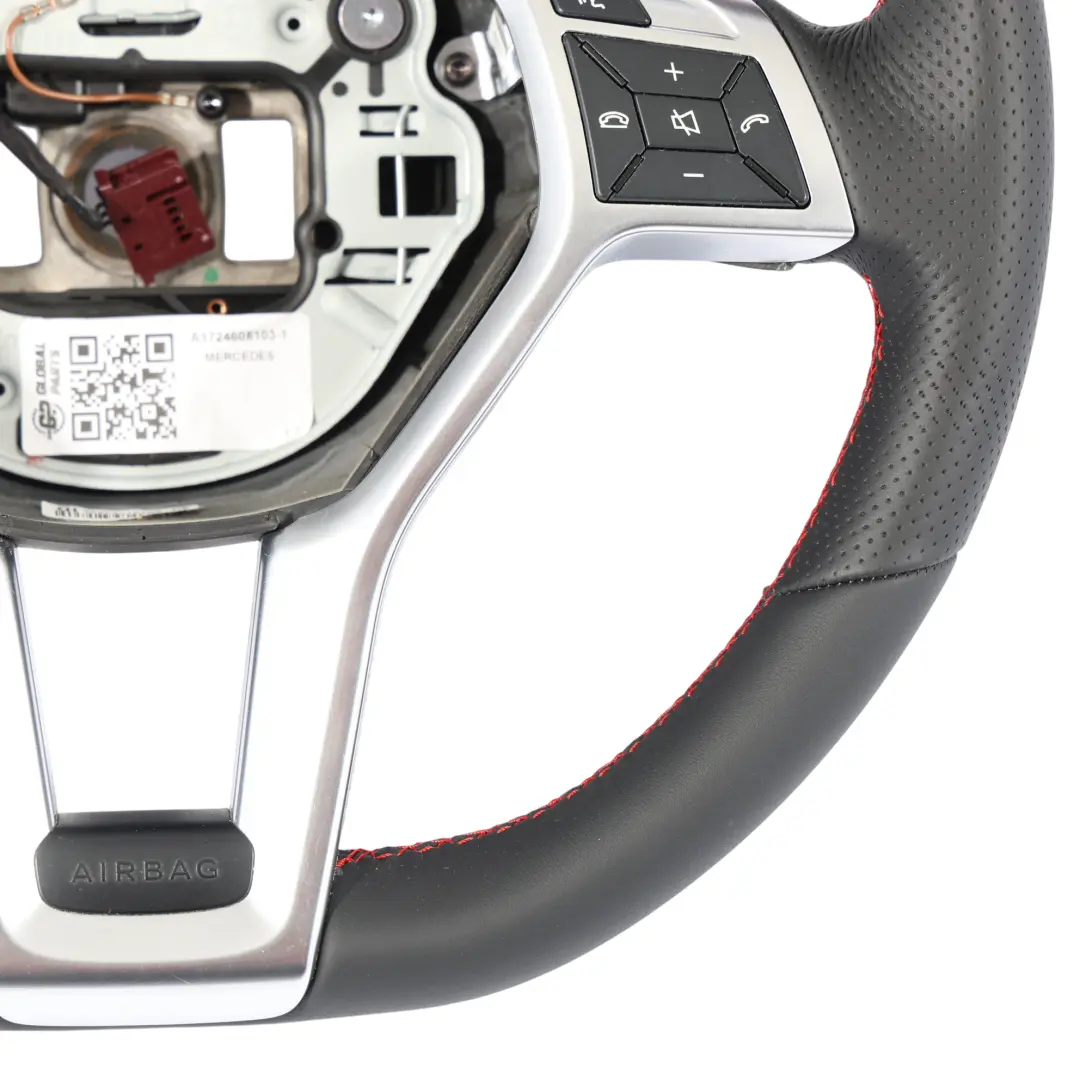 W156 W176 Steering Wheel NEW Black Leather Red Threads to Mercedes with Part number A1724608103 Mercedes W156 W176 Steering Wheel NEW Black Leather Red Threads - SKU A1724608103-1 - Part number A1724608103