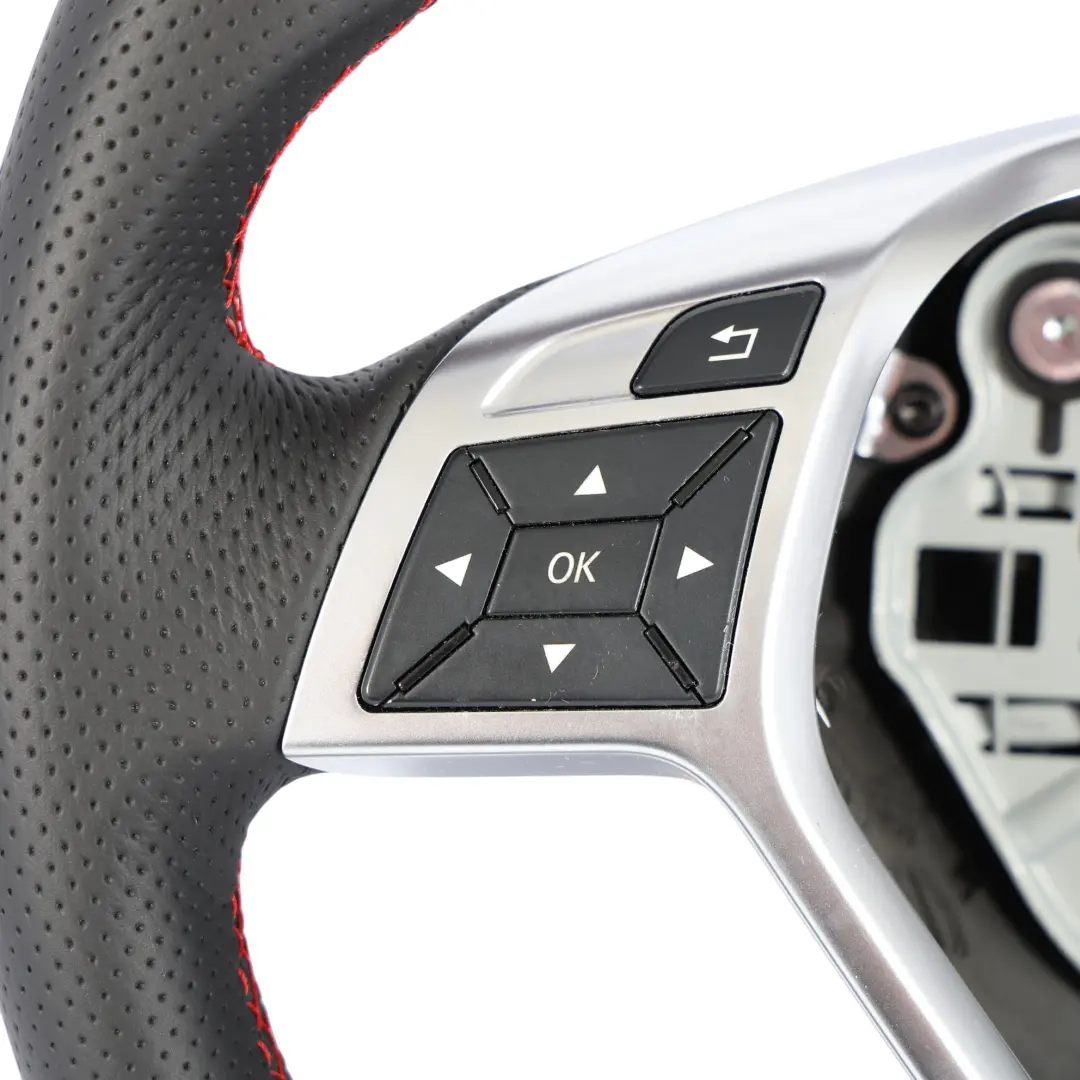 Mercedes W156 W176 Steering Wheel NEW Black Leather Red Threads - SKU A1724608103-1 - Part number A1724608103