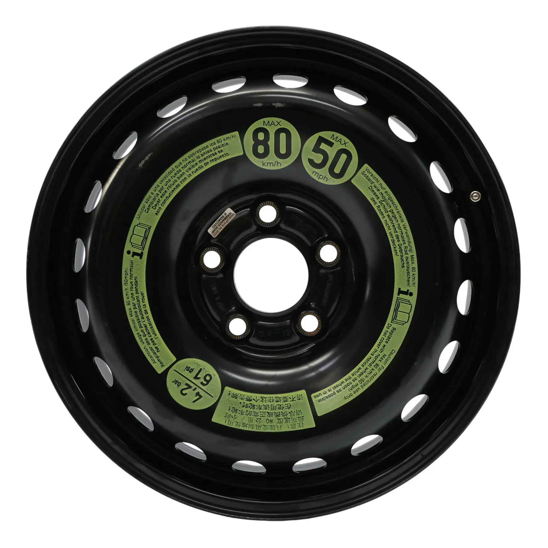 Mercedes W204 Cerchio Ruota Scorta In Acciaio R16 3,5B ET:20 Nero A2044000302