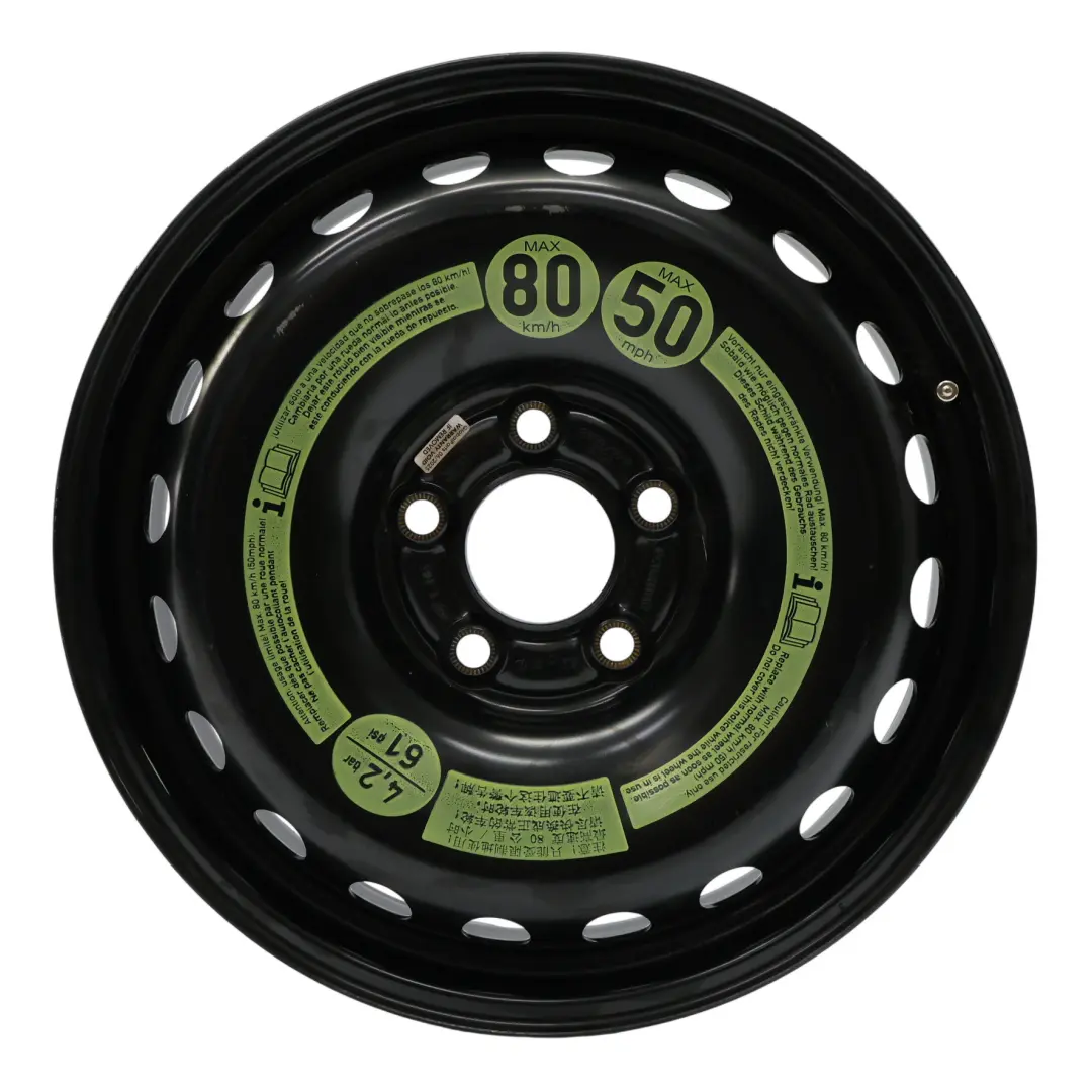 Mercedes W204 Jante Roue Secours Acier Noir R16 3,5B ET:20 - SKU A2044000302-3 - Numéro de pièce A2044000302