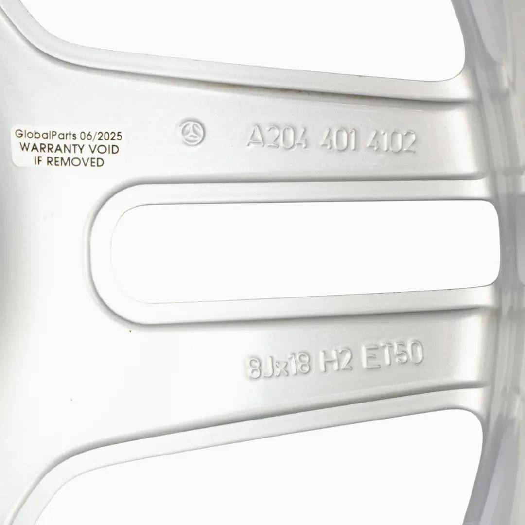 Mercedes W204 AMG Felga Aluminiowa 18" 8J ET:50 Srebrna - SKU A2044014102-7 - Numer Części A2044014102