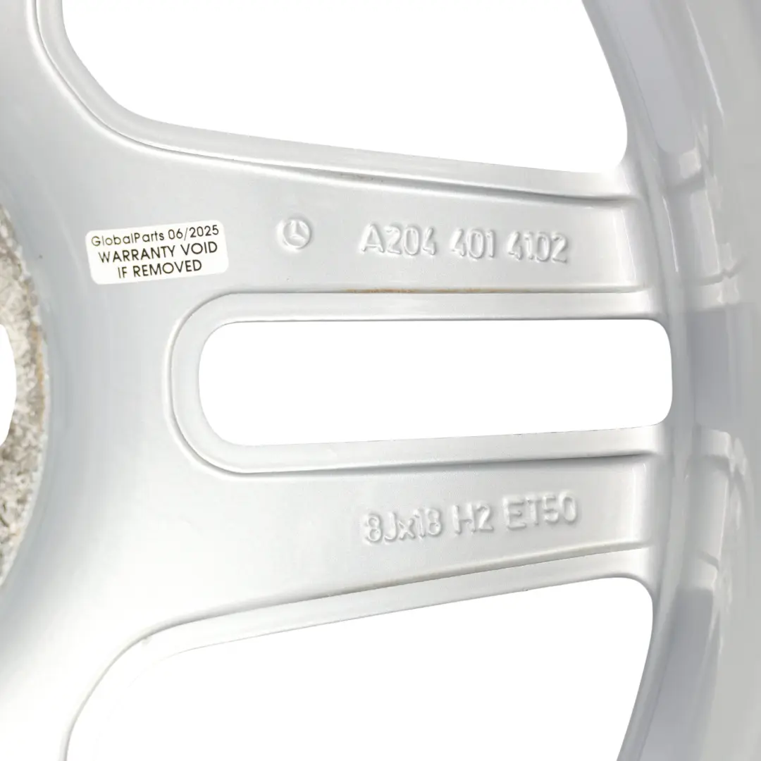 Alloy Rim 18" ET:50 8J 5-Double Spoke Silver to Mercedes W204 AMG Wheel with Part number A2044014102 Mercedes W204 AMG Wheel Alloy Rim 18" ET:50 8J 5-Double Spoke Silver - SKU A2044014102-8 - Part number A2044014102