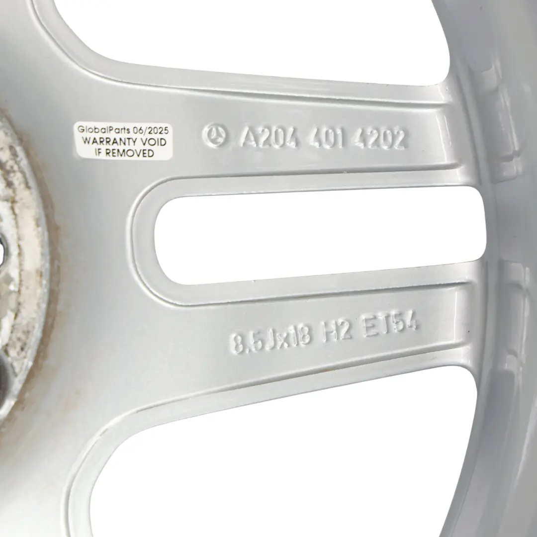 Mercedes W204 AMG Felga Aluminiowa Tylna Srebrna 18" 8,5J ET:54 - SKU A2044014202-4 - Numer Części A2044014202