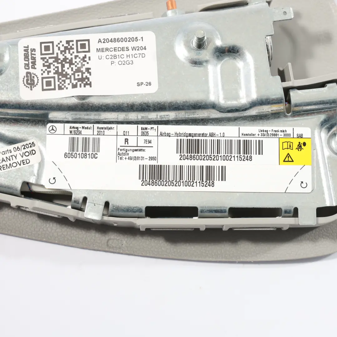 Mercedes W204 W212 Modulo aria laterale sedile anteriore destro SRS - SKU A2048600205-1 - Numero di parte A2048600205