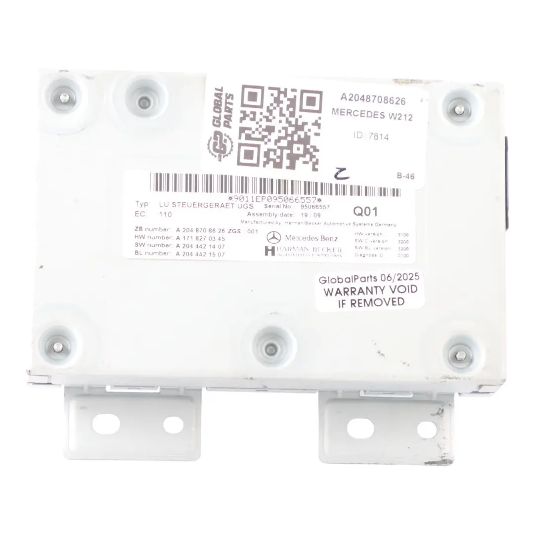 ECU Module De Commande D'Interface Multimédia pour Mercedes W212 à propos du numéro de pièce A2048708626 Mercedes W212 ECU Module De Commande D'Interface Multimédia - SKU A2048708626 - Numéro de pièce A2048708626