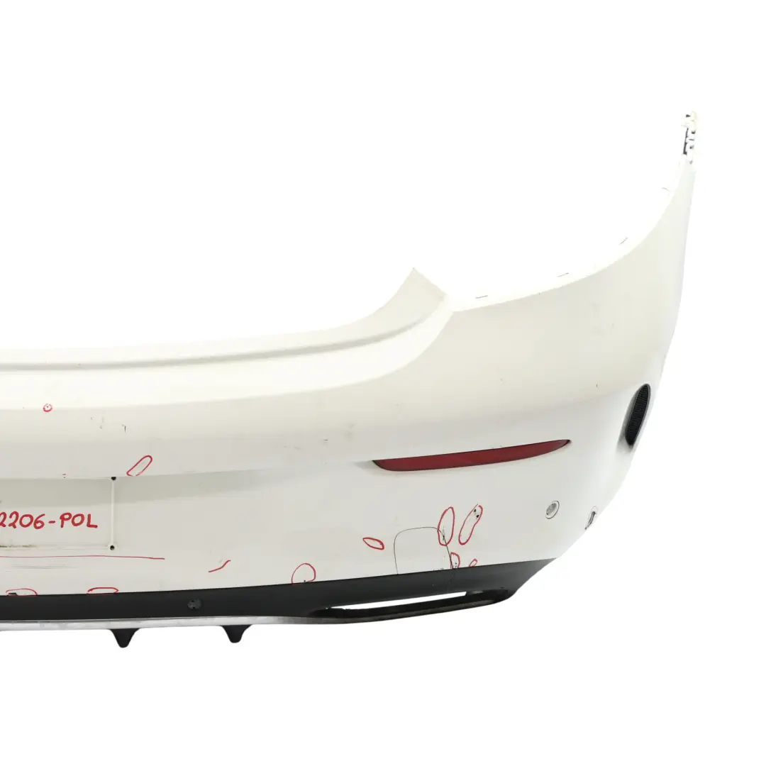 Bumper Trim Panel Covering AMG Polar White - 149 to Mercedes A205 C205 Rear with Part number A2058802206 Mercedes A205 C205 Rear Bumper Trim Panel Covering AMG Polar White - 149 - SKU A2058802206-POL - Part number A2058802206