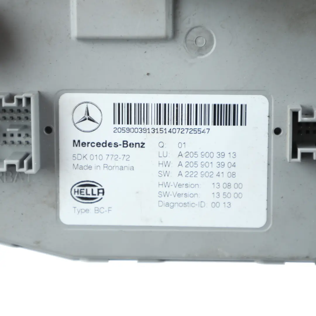 Módulo Relé Unidad Control Carrocería SAM BCM para Mercedes W205 con número de pieza A2059003913 Mercedes W205 Módulo Relé Unidad Control Carrocería SAM BCM - SKU A2059003913 - Número de pieza A2059003913