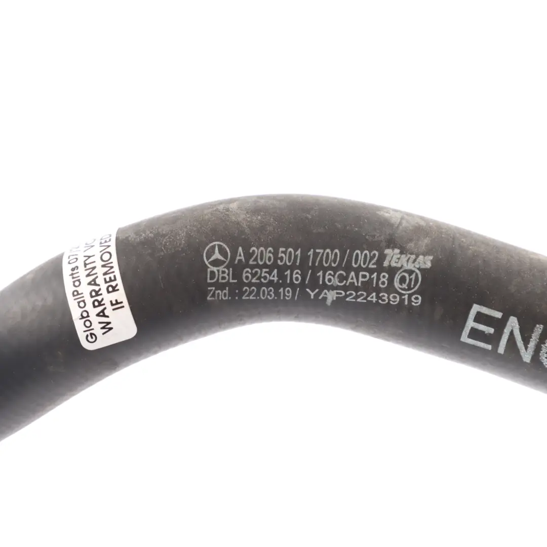 Mercedes W206 M254 Petrol Engine Water Coolant Hose Pipe Line Tube - SKU A2065011700 - Part number A2065011700